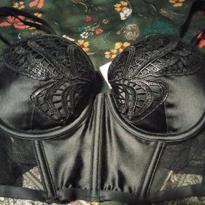 Victoria's Secret Black Corset Bra Top/Bustier 32B